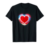 Hippie Tie Dye Heart Splatter-Red White Blue Patriotic T-Shirt