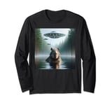 Capybara UFO Funny Capybara Selfie with UFOs Alien Men Women Long Sleeve T-Shirt