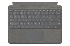 Microsoft Surface Pro Signature Keyboard - tastatur - med touchpad, accelerometer, Surface Slim Pen 2 opbevaring og opladningsbakke - platinum