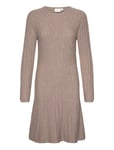 Visachin New L/S Skater Knit Dress/Su Dresses Knitted Dresses Brown Vila
