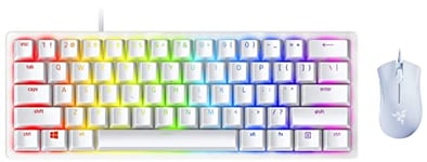 Razer Huntsman Mini Mercury Mercury Ed. (Red Switch) - Compact Gaming Keyboard US Layout, White & DeathAdder Essential (2021) - Wired Gaming Mouse White