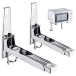 2 Pieces/1 Pair Microwave Oven Wall Mount Bracket, Stainless Steel Microwave Shelf Holder, with Telescopic Arms Hook,Universal Microwave Mount Bracket, for Most Microwave Ovens,Oven