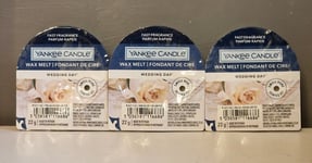 3 x Yankee Candle Wedding Day Wax Melts Fast Fragrance - Vegan