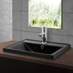 ML-Design Svart matt keramikhandfat 51x41,5x15,5 cm, vinklat