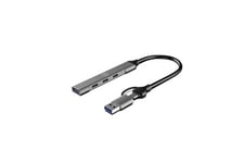 HUB USB-C ULTRA SLIM + ADAPTATEUR  USB-C FEMELLE /USB-A MALE AVEC 1 PORT USB-A 3.0 et 3 PORTS USB-C