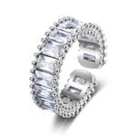 Sterling silverring för kvinnor, solid silver romantisk regnbågskrona öppningsring för kvinnor smycken, med 5A Cubic Zirconia, justerbar storlek
