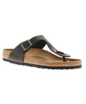 Birkenstock Womens Flat Sandals Gizeh Oiled Leather Buckle Fastening black Leather (archived) - Size UK 5