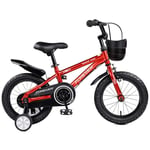 LYN Kids Bike, Kids Bike,Children's Bicycle for 2-10 Years Old,Carbon Steel Frame,In Size 12”14”16”18”,with Training Wheels & Hand Brakes (Color : Red, Size : 16'')