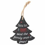 Santa Has It Right Visit The Family Once A Year Slate Christmas Tree Ornament