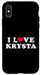 Coque pour iPhone X/XS J'aime Krysta, nom correspondant à la petite amie et au petit ami Krysta