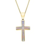 9ct Yellow Gold Opal Medium Cross Necklace D