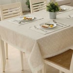 Flower Pattern Tablecloth Linen Cotton Cloth W/ Lace Dining 90x90