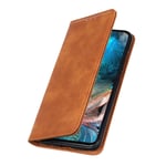 BRAND SET Case for Asus Zenfone 8 Wallet Case Flip Cover PU leather+TPU Material Protective Cover with Bracket Function Card Slot/Invisible Magnetic Buckle Shockproof Case(Brown)