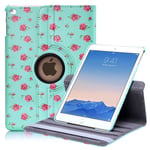 32nd Floral Series - Design PU Leather Book Folio Case Cover for Apple iPad Air 2 (2014), Designer Flower Pattern Flip Case With Built In Stand - Vintage Rose Mint