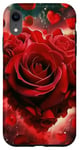 Coque pour iPhone XR Rose Kawaii Cœur Rouge Floral Fleur Valentine