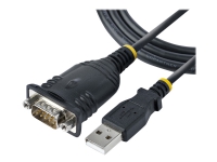 StarTech.com 3ft (1m) USB- till seriell kabel, DB9 Male RS232 till USB-omvandlare, USB- till seriell adapter för PLC/skrivare/skanner/nätverksväxlar, USB- till COM-port adapter - Prolific IC, automatisk handskakning, Windows/macOS (1P3FP-USB-SERIAL) - Serielt kabel - DB-9 (han) kan skrues til USB (han) - 1 m