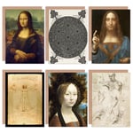 Leonardo da Vinci Anatomy Portrait Proportions Jesus Flower Mona Lisa Fine Art Greeting Card Pack of 6