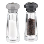 Cole & Mason H312009 Lowestoft Grey/Clear Salt and Pepper Mill Set, Adjustable Grind, Acrylic, 175mm, Gift Set, Includes 2 x Salt and Pepper Grinders