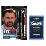 DARK BROWN Mens Beard Moustache Colour  + Blackbeard for Men Collagen Skin Soap