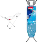 Vileda Extra X-Legs Clothes Airer, Indoor Clothes Drying Rack with 20m Washing Line, White & 168583 Smart Ironing Board, Blue, 114 cm long x 34 cm wide x 75-91 cm high