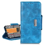 BRAND SET Case for NOKIA 3.4 Case Wallet Flip Leather Iron Buckle Closure with Multi-card Slot Business Card Holder and Bracket Function, Suitable for NOKIA 3.4 Retro Style Protective Cover(Blue)