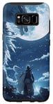 Coque pour Galaxy S8 Guerrier de style animé Visages Lune Loup Fantasy Stars