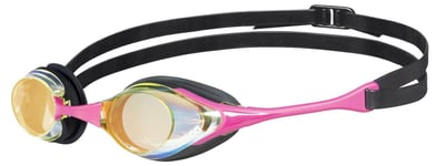 Arena Cobra Swipe Mirror Racing Swimming Goggles - Yellow/Copper Pink