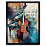 Violin and Piano Classical Music Note Melody Concerto Abstract Modern Watercolour Painting Art Print Framed Poster Wall Decor 12x16 inch