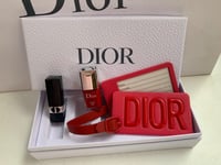 Dior Rouge Dior Lip Nail Polish Luggage Tag w Mirror Coffret in a Gift Box