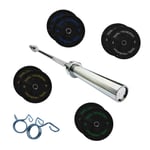 7ft Olympic Weightlifting Bar Bumper Weight Plate Sets 20kg Weight Set 10kg Pair
