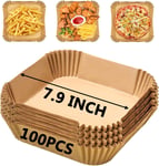Air Fryer Liners Square, 7.9 Inch Large Air Fryer Disposable Paper Liners 100Pc