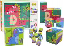 Leantoys Pedagogiskt Pussel 6In1 Kubpussel Block 6 Bilder Dinosaurier 9 El.
