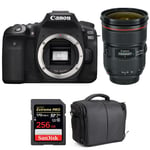 Canon EOS 90D + EF 24-70mm f/2.8L II USM + SanDisk 256GB Extreme PRO UHS-I SDXC 170 MB/s + Sac | Garantie 2 ans