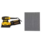 Dewalt DWE6411-GB DWE6411 Sheet Sander, Yellow/Black, 240 V, Set of 3 Pieces & Dewalt DTM3023QZ 120 Grit 1/4 Sanding Sheets (Pack of 5)