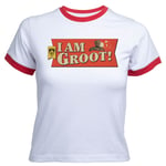 Guardians of the Galaxy I Am Groot! Women's Cropped Ringer T-Shirt - White Red - XS