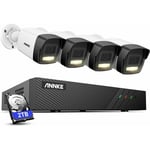 Annke - Kit Caméra de Surveillance 3K, Détection de Personnes/Véhicules 4X 3K PoE Caméra ip Filaire avec Projecteur Extérieur et 8CH 2TB hdd nvr pour
