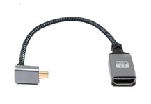 System-S Câble HDMI 20 cm 4K UHD 60 Hz Micro mâle vers femelle standard tressé coudé
