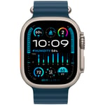 Apple Ultra 2 GPS + Cellular 49mm Titanium Blue Ocean Band MREG3 - Herre - 49 mm - Smartwatch - Digitalt/Smartwatch - Gorilla Glas