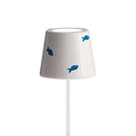 Zafferano Couvercle en Céramique pour Lampe Poldina MADE IN ITALY - Couvercle d'abat-jour Décoré à la Main (Bleu Poisson)