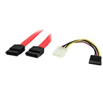 StarTech.com Câble SATA de 15 cm - Cordon Serial ATA en rouge & Cable Adaptateur d'Alimentation Molex Mâle (4 broches - LP4) vers SATA Femelle (15 broches) - Straight - 15 cm