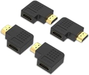 Lot de 4 Adaptateur HDMI Coudé Coupleur HDMI 90 et 270 Degrés Mâle vers Femelle Vertical Plat Adaptateur Support 4K*2K, 3D, Arc pour PS4 PS3, Xbox, Nintendo Switch, Téléviseur Mural