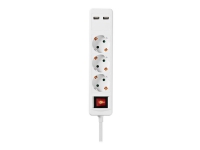 Nedis EXSO315UFSWT - Effektband - AC 220-240 V - 3680 Watt - ingång: Typ F - utgångskontakter: 3 (2 x USB, 3 x strömtyp F) - 1.5 m sladd - vit