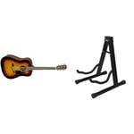 Fender CD-60 Dreadnought V3 DS Acoustic Guitar, Walnut Fingerboard, Sunburst & KEPLIN Guitar Stand A Frame Foldable Universal Fits All Guitars Acoustic Electric Bass Stand A (Guitar Stand)
