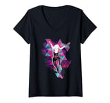 Womens Marvel Spider-Man: Across the Spider-Verse Gwen Glitch V-Neck T-Shirt