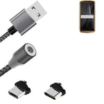 Data charging cable for Cubot Pocket with USB type C and Micro-USB adapter