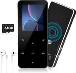 Lecteur Mp3 De 64 Go Avec Bluetooth 5.0, Lecteur Mp3 Enfant Haut-Parleur Hd, Enregistreur Vocal, Radio Fm, Fonction Réveil, Livre Électronique, Extensible À 128 Go, Écouteurs Inclus[Q225]