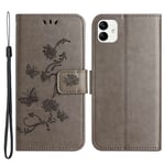 Samsung Galaxy A04 Mobilfodral med fjärilar, Grå