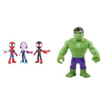 Marvel Spidey and His Amazing Friends Supersized Hero 22.5-cm Action Figures 3-Pack & Marvel Spidey and His Amazing Friends Supersized Hulk Action Figure, Preschool Toy for Ages 3 and Up