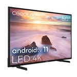 Cecotec TV LED 50" Smart TV A2 Series ALU20050. Résolution 4K UHD, Android 11, Frameless, MEMC, Dolby Vision, Dolby Atmos, HDR10, 2 Haut-parleurs 10W, Modèle 2023