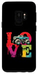 Galaxy S9 Love Monster Truck - Vintage Colorful Off Roader Truck Lover Case
